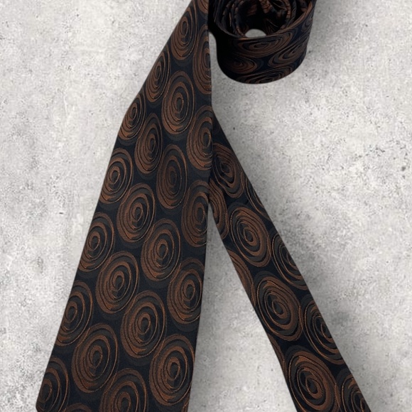 GEOFFREY BEENE Black/Brown Geometric Silk LUXURY Tie - Picture 5 of 5